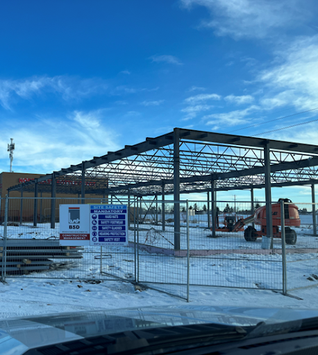 Steel framing at Falsbridge Commercial in Calgary